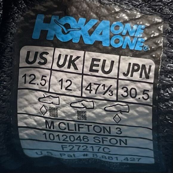 Hoka One One Clifton 3 Remake Running Shoes Mens Size 12.5 Black Mesh Sneakers - Picture 7 of 11